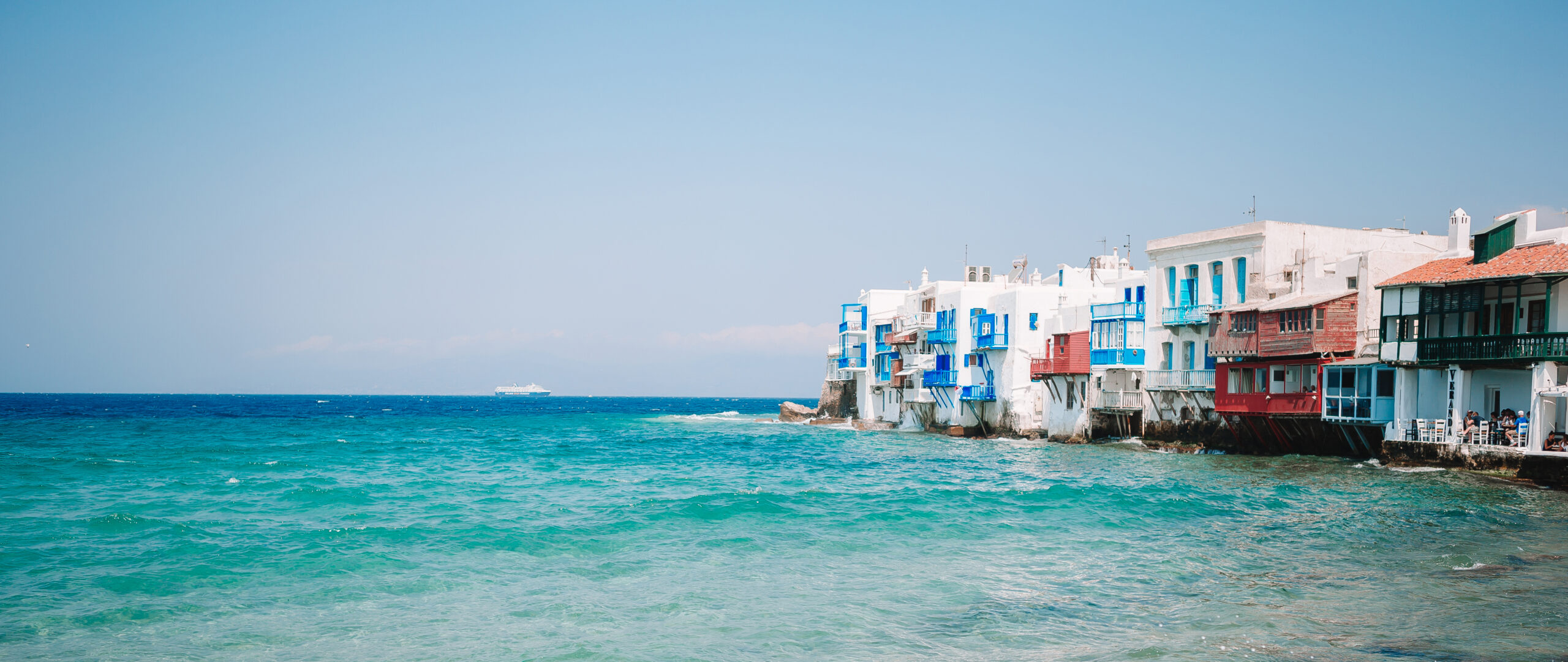 Beautiful Little Venice in Mykonos Island on Greece, Cyclades