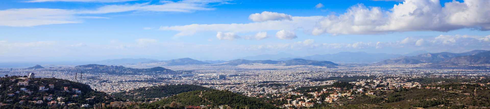 Greece, Athens. Panoramic view on blue sky background